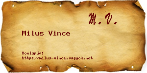 Milus Vince névjegykártya